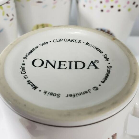 Jennifer Sosik Mugs Oneida Cupcake Mug Stoneware Coffee Used Condition Set Of 4 - Picture 7 of 9